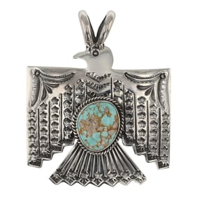 Sunshine Reeves Navajo Carico Lake Turquoise Thunderbird Pendant