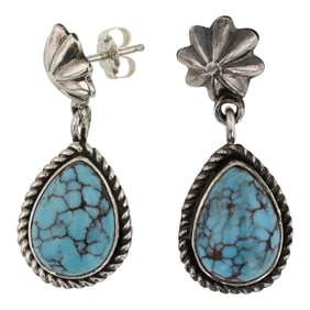 Nabiho Navajo Spiderweb Turquoise Earrings