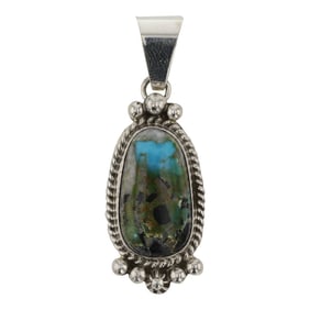 Ella Linkin Navajo Carico Lake Turquoise Pendant