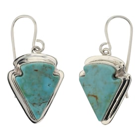 Navajo Compitos Turquoise Arrowhead Earrings
