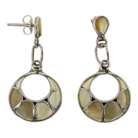Zuni Mussel Shell Inlay Earrings