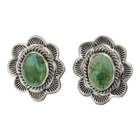 Victoria Wyllie Navajo Sonoran Gold Turquoise Stamp-Work Earrings
