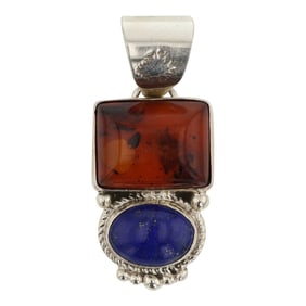 Augustine Largo Navajo Amber & Lapis Pendant