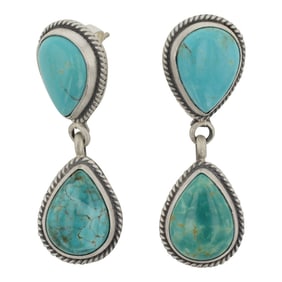 Burt Francisco Navajo Fox Turquoise Earrings