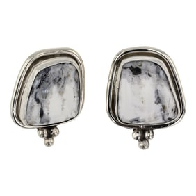 Navajo White Buffalo Earrings