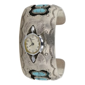 Vintage Navajo Turquoise Watch Cuff Bracelet