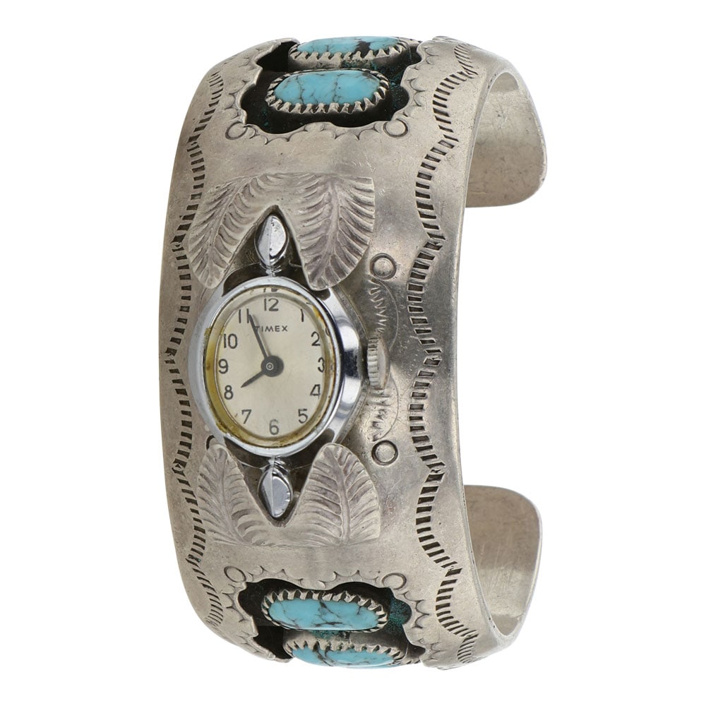Vintage Navajo Turquoise Watch Cuff Bracelet (1 of 3)