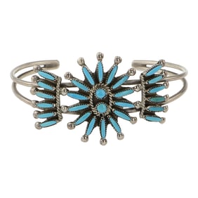 Zuni Kingman Turquoise Needlepoint Bracelet