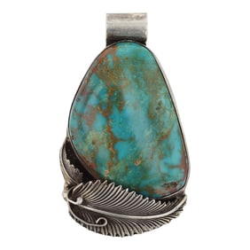 Vintage Navajo Menassa Turquoise Pendant