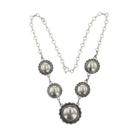 Navajo Plain Silver Button Necklace