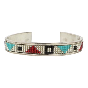 Navajo Sterling Silver & Beadwork Cuff Bracelet