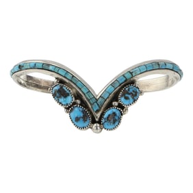 Les Baker Vintage Southwest Shop Navajo Kingman Turquoise Bracelet