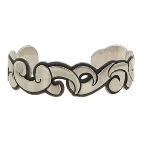 Ray (Raynard) Scott Navajo Plain Silver Contemporary Cuff Bracelet