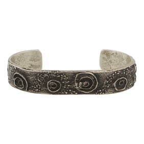 Navajo Tufa Cast Plain Silver Cuff Bracelet