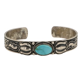 J. O White Navajo Royston Turquoise Bump Out Cuff Bracelet