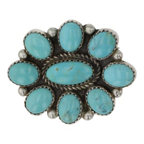 Navajo Compitos Turquoise Cluster Pin
