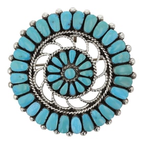 Zuni Sleeping Beauty Turquoise Cluster Pin / Pendant