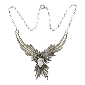 Charles Johnson Navajo White Buffalo Sunburst Necklace