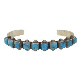 Herman Smith Navajo Blue Gem Turquoise Row Cuff bracelet