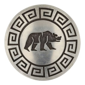 Lawrence Saufkie (1934-2011) Hopi Artist Bear Belt Buckle