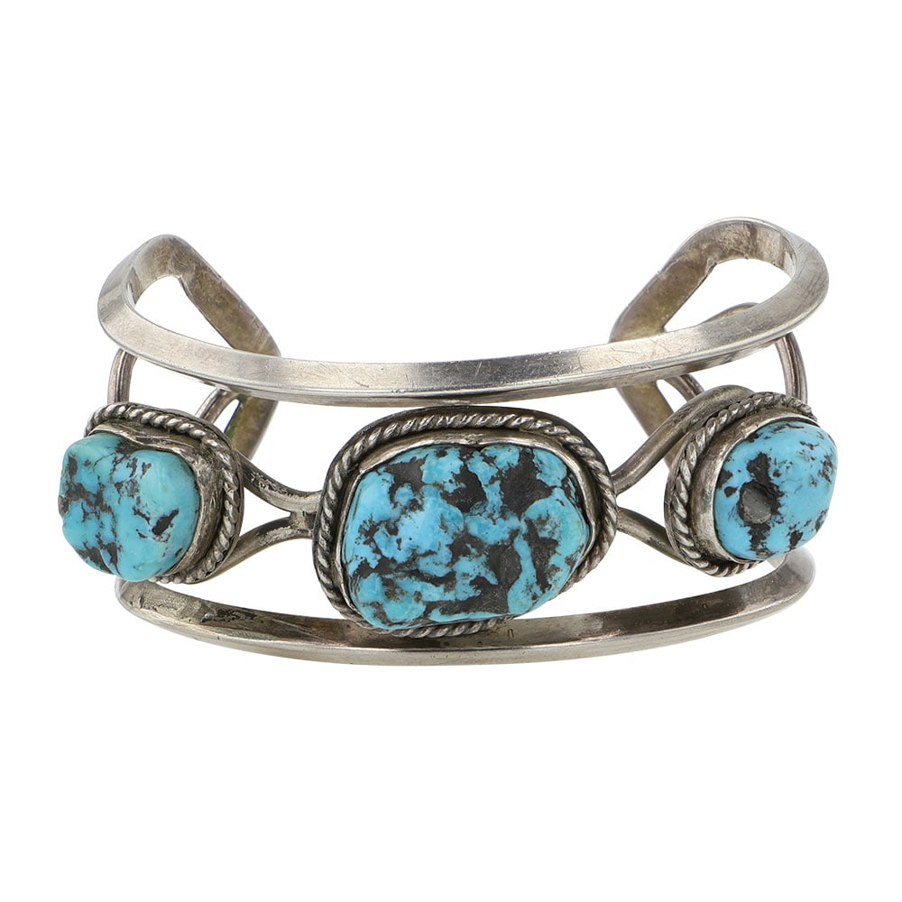Vintage Navajo Kingman Turquoise Bracelet: Sterling Silver | Genuine Kingman Turquoise | Vintage Navajo Kingman Turquoise Bracelet | Navajo Native American Southwest Indian Jewelry | Good (no breaks or damages) | Approximate Weight: 50 Grams |