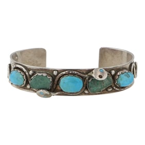 Vintage Zuni Effie Calavasa Turquoise Snake Eye Cuff bracelet