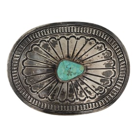 Vintage Navajo Nevada Turquoise Belt Buckle