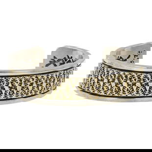 Johnathan Nez Navajo 14K Gold & Sterling Silver Intricate Stamp Work Cuff Bracelet: Sterling Silver | | Johnathan Nez Navajo 14K Gold & Sterling Silver Intricate Stamp Work Cuff Bracelet | Navajo Native American Southwest Indian Jewelry | Good (no breaks or damages) | Approximate Wei