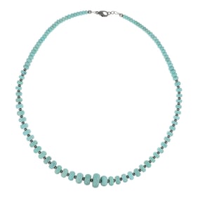 Navajo Compitos Turquoise & Oxidized Beads Graduated Necklace
