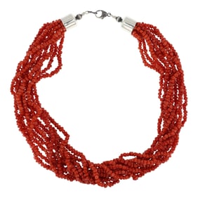 Navajo 10 Strand Mediterranean Coral Necklace