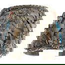 Vintage Navajo Turquoise & Coral Large Bear Claw Wide Cuff Bracelet