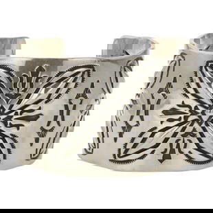 Jennifer Curtis Navajo Award Winning Artist Intricate Stamp Work Cuff Bracelet: Sterling Silver | | Jennifer Curtis Navajo Award Winning Artist Intricate Stamp Work Cuff Bracelet | Navajo Native American Southwest Indian Jewelry | Good (no breaks or damages) | Approximate