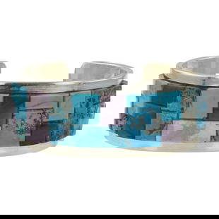 Tommy Jackson Navajo Turquoise & Sugilite Inlay Cuff Bracelet: Sterling Silver | Genuine Turquoise & Sugilite | Tommy Jackson Navajo Turquoise & Sugilite Inlay Cuff Bracelet | Navajo Native American Southwest Indian Jewelry | Good (no breaks or damages) |