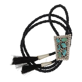 Vintage Navajo Nevada Turquoise Bolo Tie