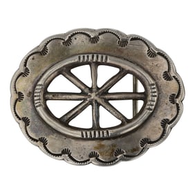 Vintage Navajo Plain Silver Sandcast Belt Buckle