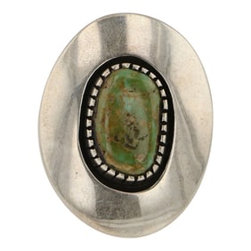 Tommy Jackson Navajo Carico Lake Turquoise Shadowbox Ring