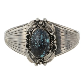 Vintage Navajo Spiderweb Turquoise Cuff Bracelet