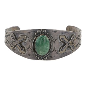 Fred Harvey Vintage Fox Turquoise Cuff Bracelet