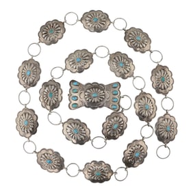 Maria Platero Vintage Kingman Turquoise Link Concho Belt