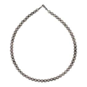 Vintage Navajo Bench Beads Plain Silver Necklace