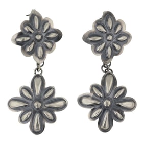 Tim Yazzie Navajo Plain Silver Bump out Earrings