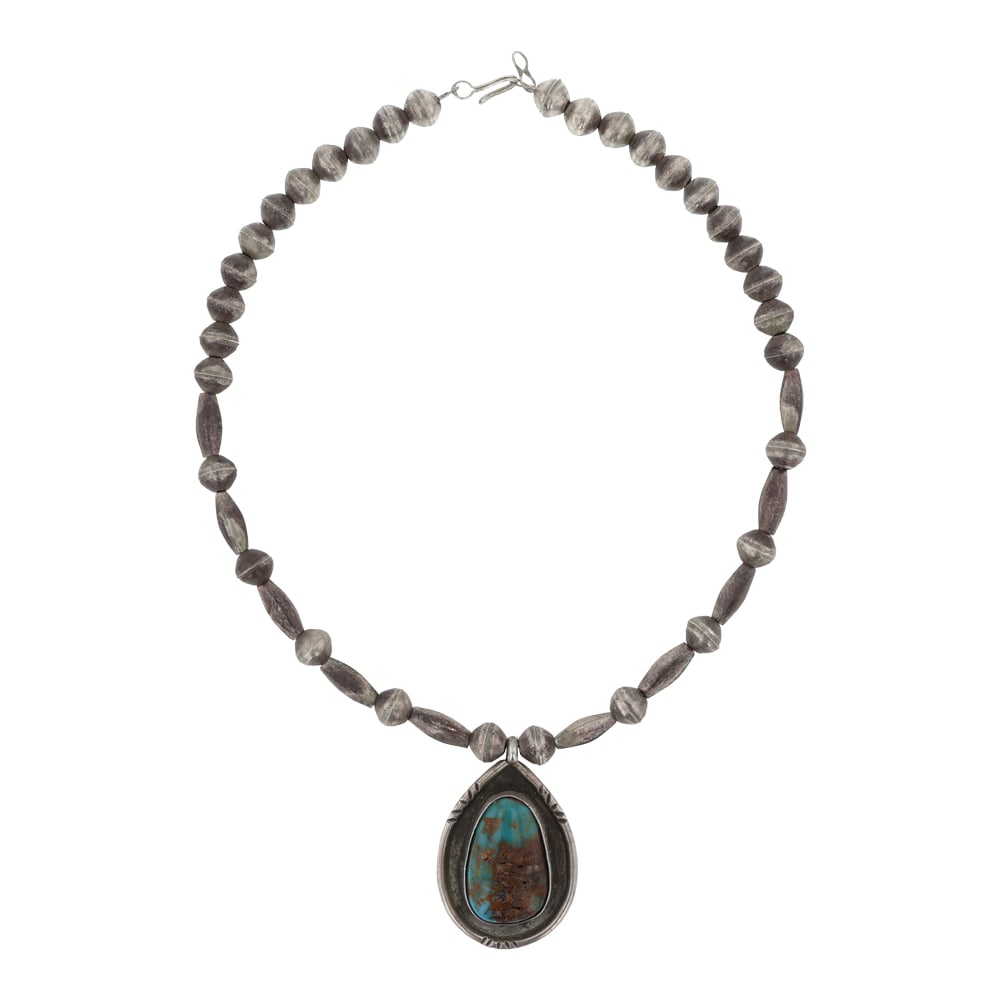 Vintage Navajo Pilot Mountain Turquoise & Bench Beads Necklace (1 of 3)