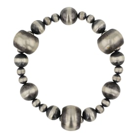Navajo Oxidized Beads Mixed Sized Stretch Bracelet
