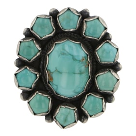 Betty Tom Navajo Lone Mountain Turquoise Cluster Ring