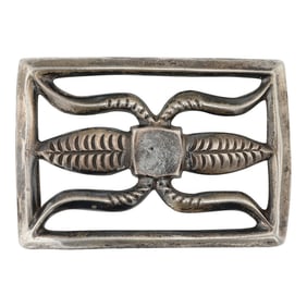 Vintage Navajo Plain Silver Sandcast Belt Buckle