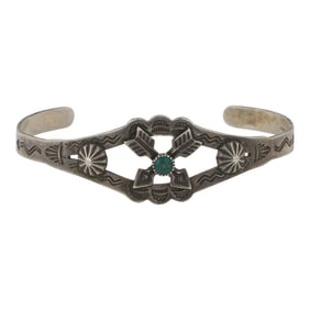 Vintage Fred Harvey Era Turquoise Arrow Cuff Bracelet