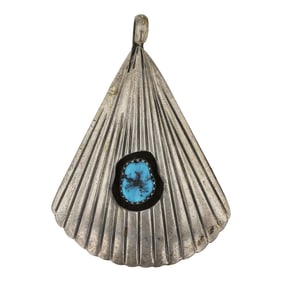 John White Vintage Navajo Kingman Turquoise Shadowbox Pendant