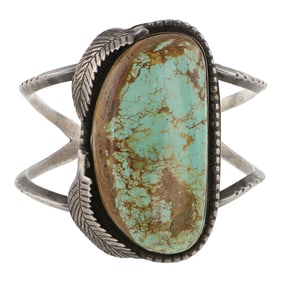 Vintage Navajo Nevada Turquoise Large Freeform Cuff Bracelet