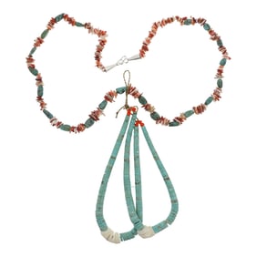 Navajo Turquoise & Spiny Oyster Jacla Necklace