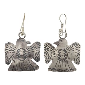 Navajo Plain Silver Thunderbird Earrings